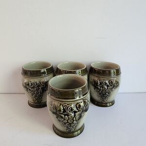 Original King German Wine Cups Set Of 4 Handmade Handpainted Ceramic Grapes 5 Oz